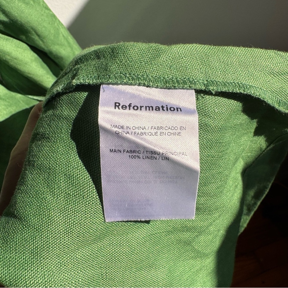 NWOT Reformation Weiss Linen Dress Kelly Green Size XS - Picture 6 of 6